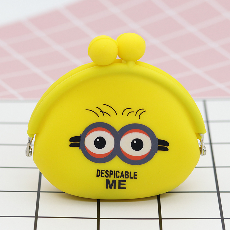 小黃人便攜硅膠錢包，卡扣設(shè)計(jì)硅膠零錢包