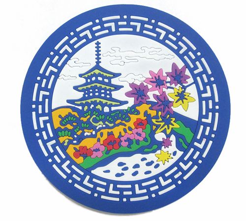 圓形硅膠展廳墊，景物圖案硅膠創(chuàng)意墊子-硅膠墊